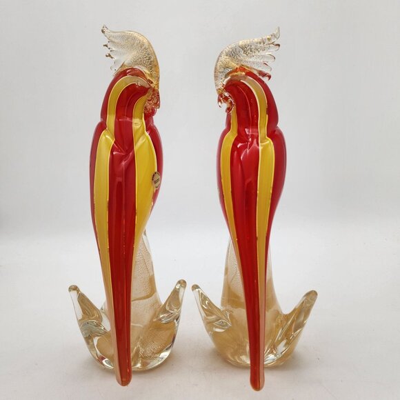 Pair of Murano Glass Cockatoo Bird Sculptures - Picture 4 of 8